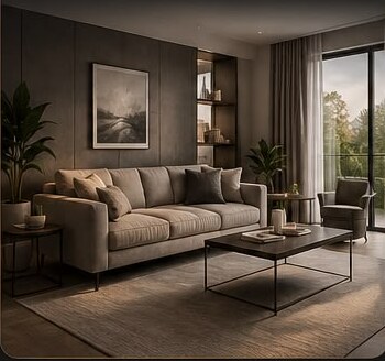 Furnished open-plan living room